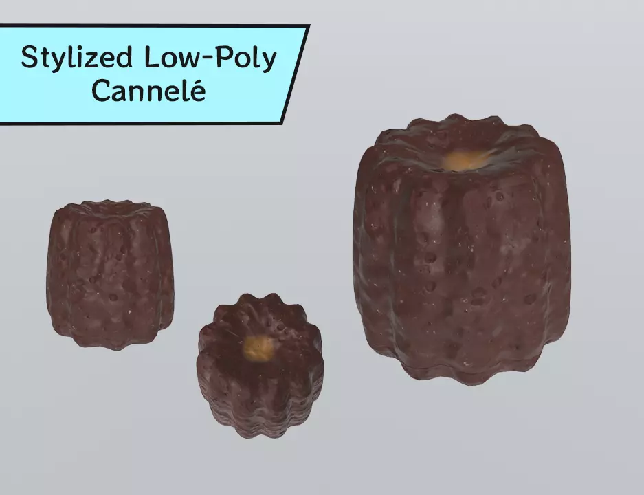 Stylized Low-Poly Cannele Low-poly 3D model_0