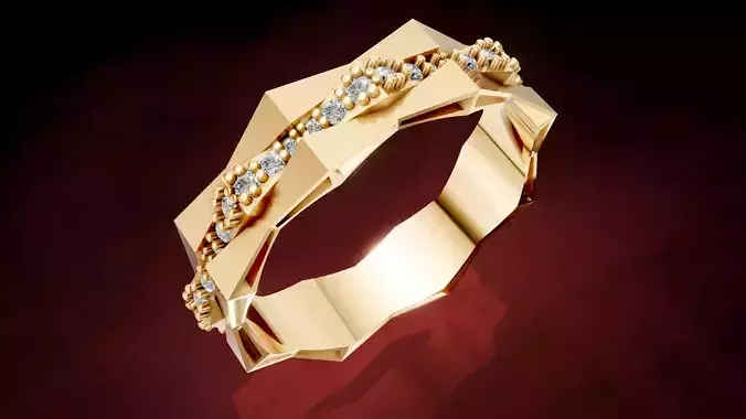 Rhombus geometric Diamond Ring