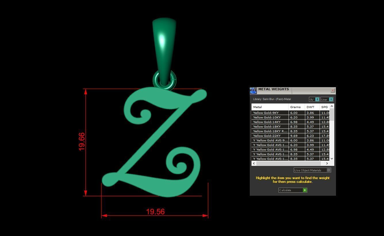 Alphabet V3 Light Gold Font Pendant Z 3D print model_5