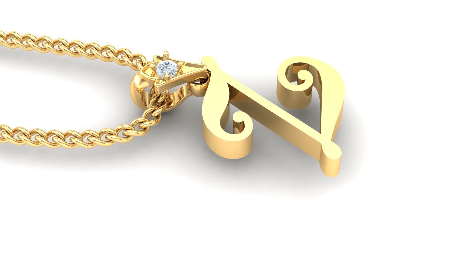Alphabet V3 Light Gold Font Pendant Z 3D print model_2