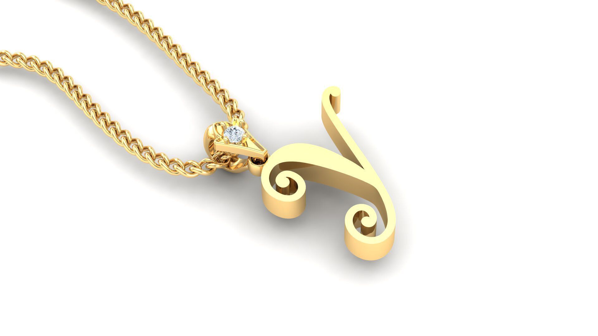 Alphabet V3 Light Gold  Font Pendant Y 3D print model_2