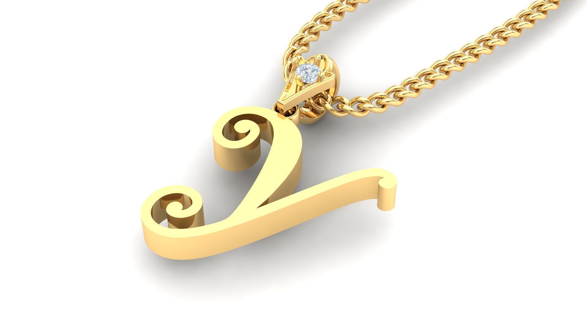 Alphabet V3 Light Gold  Font Pendant Y 3D print model_4