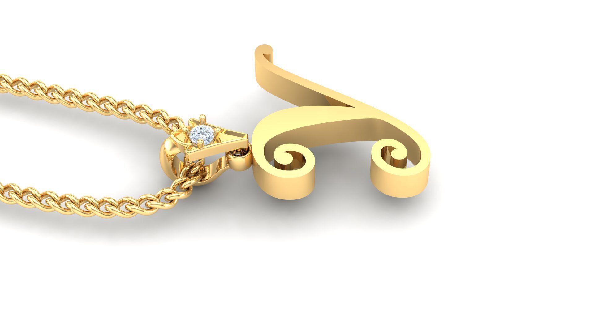 Alphabet V3 Light Gold  Font Pendant Y 3D print model_3