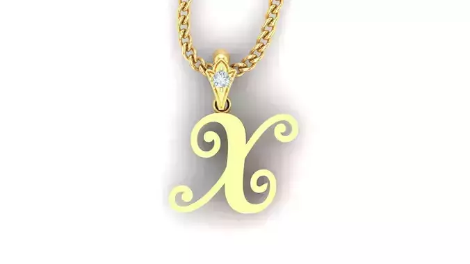 Alphabet V3 Light Gold  Font Pendant X
