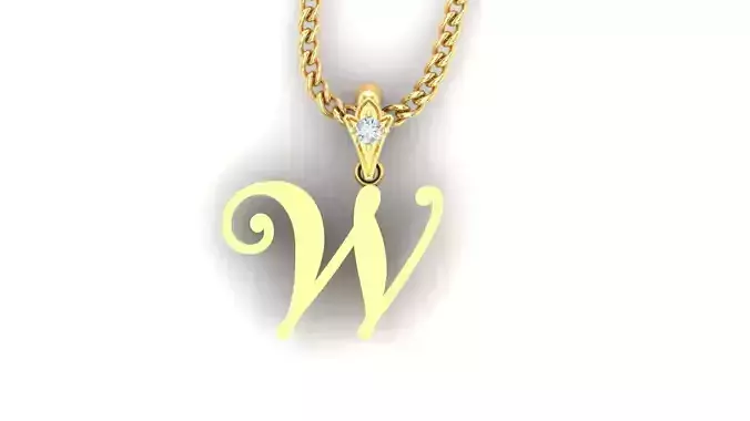 Alphabet V3 Light Gold  Font Pendant W