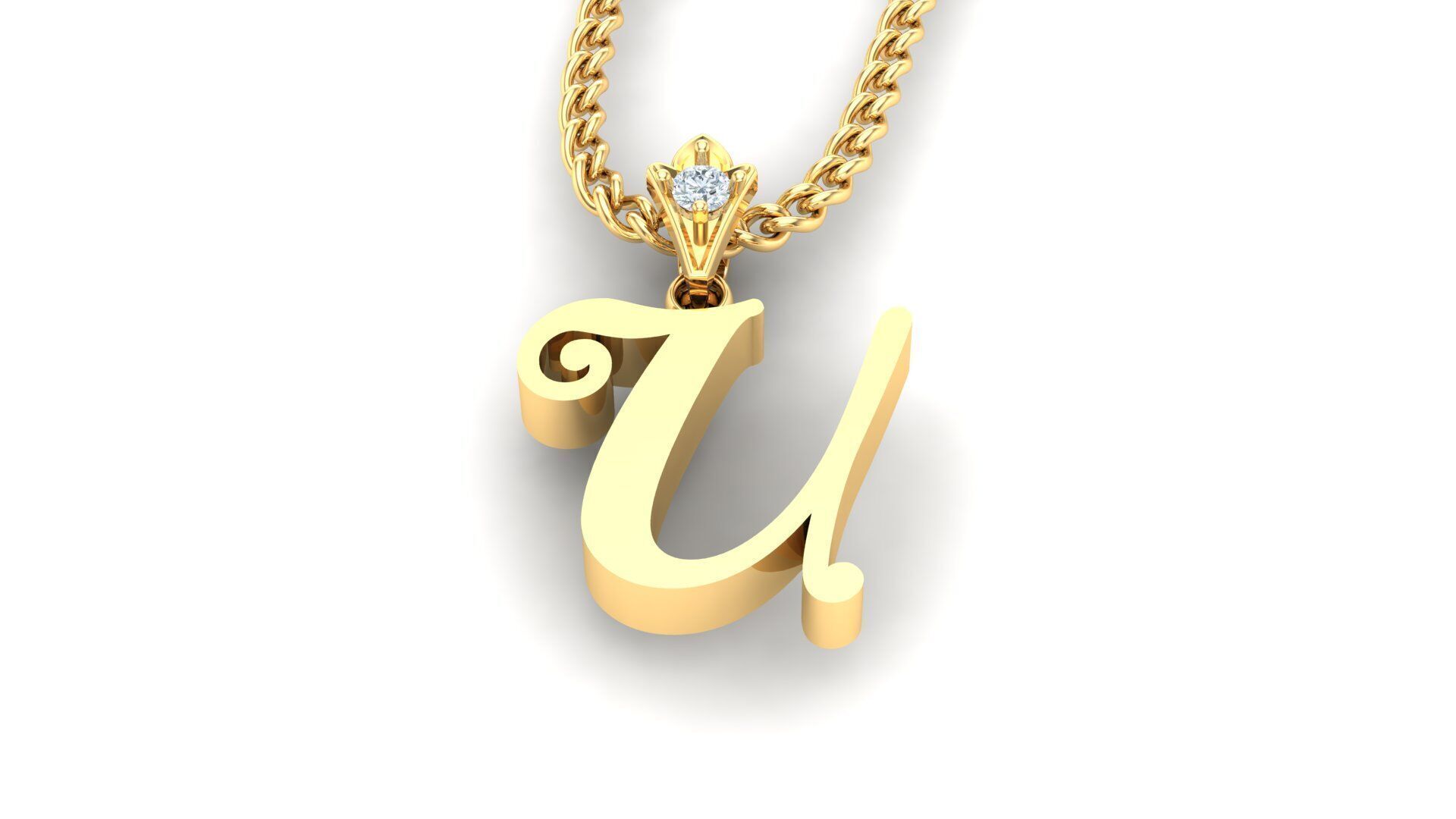 Alphabet V3 Light Gold  Font Pendant U 3D print model_3