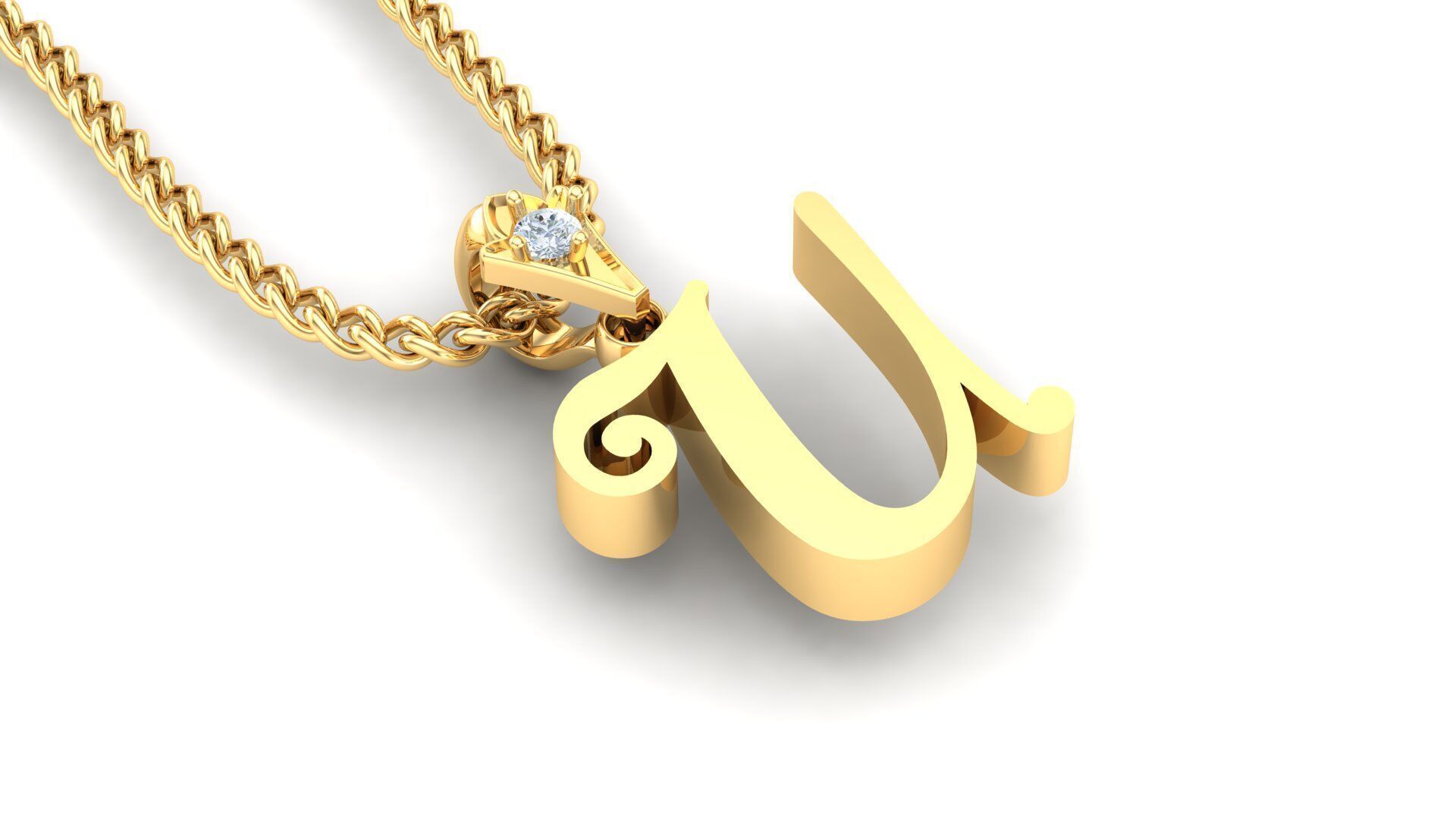 Alphabet V3 Light Gold  Font Pendant U 3D print model_1
