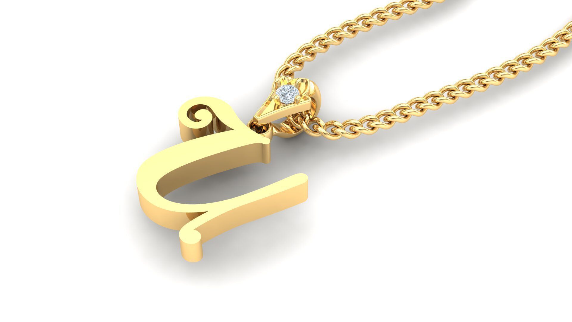 Alphabet V3 Light Gold  Font Pendant U 3D print model_4