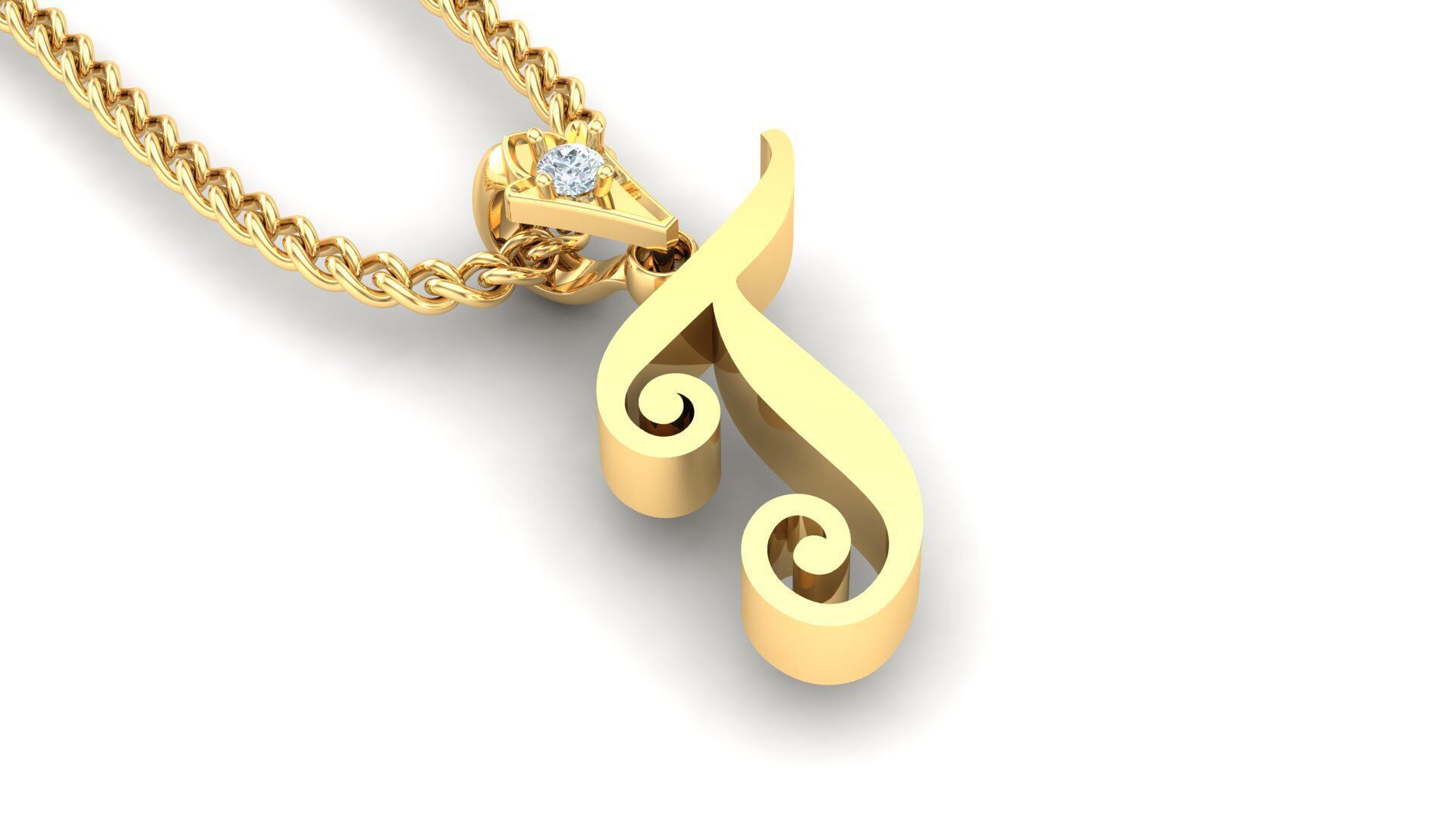 Alphabet V3 Light Gold Font Pendant T 3D print model_1