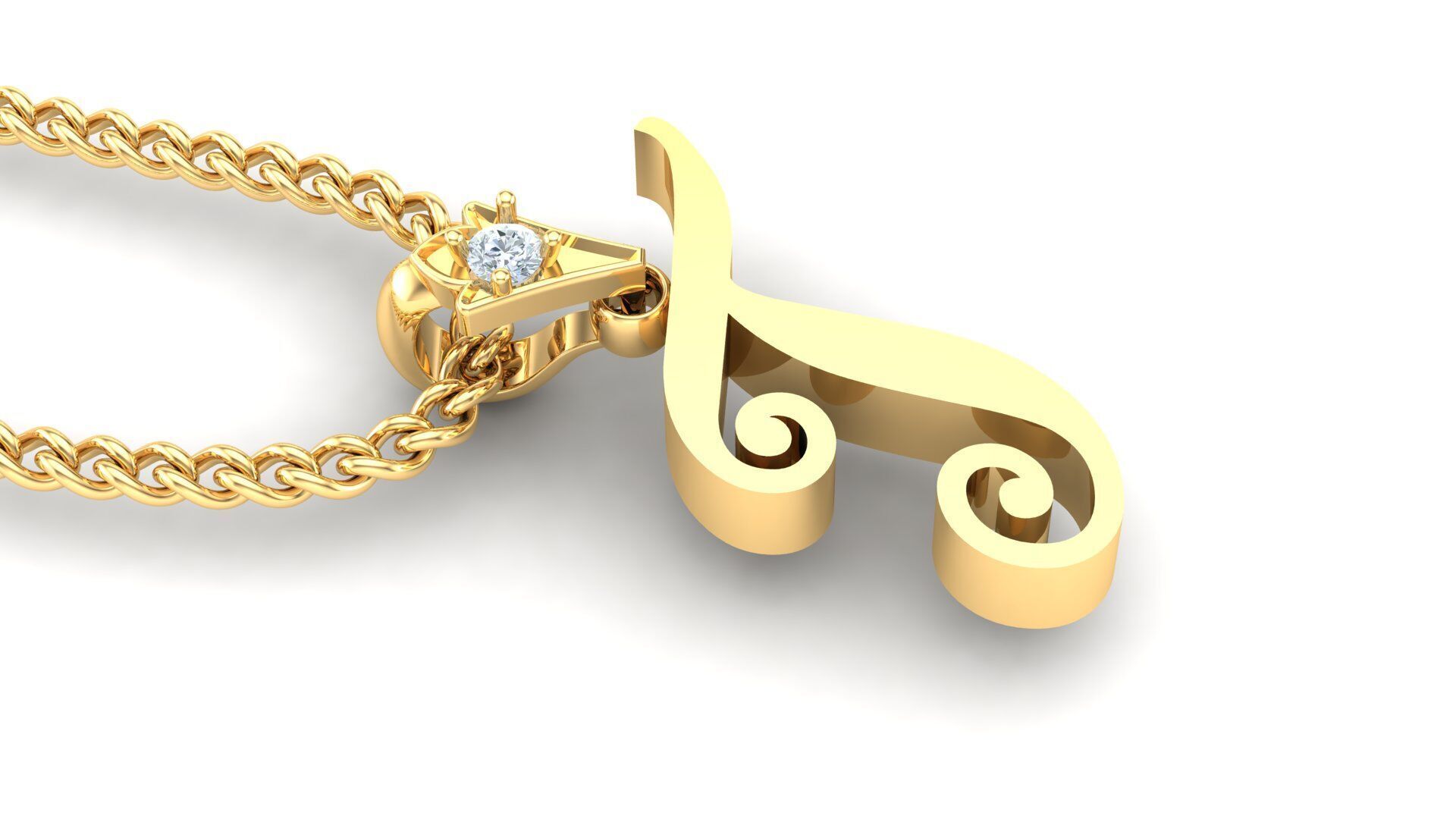 Alphabet V3 Light Gold Font Pendant T 3D print model_2