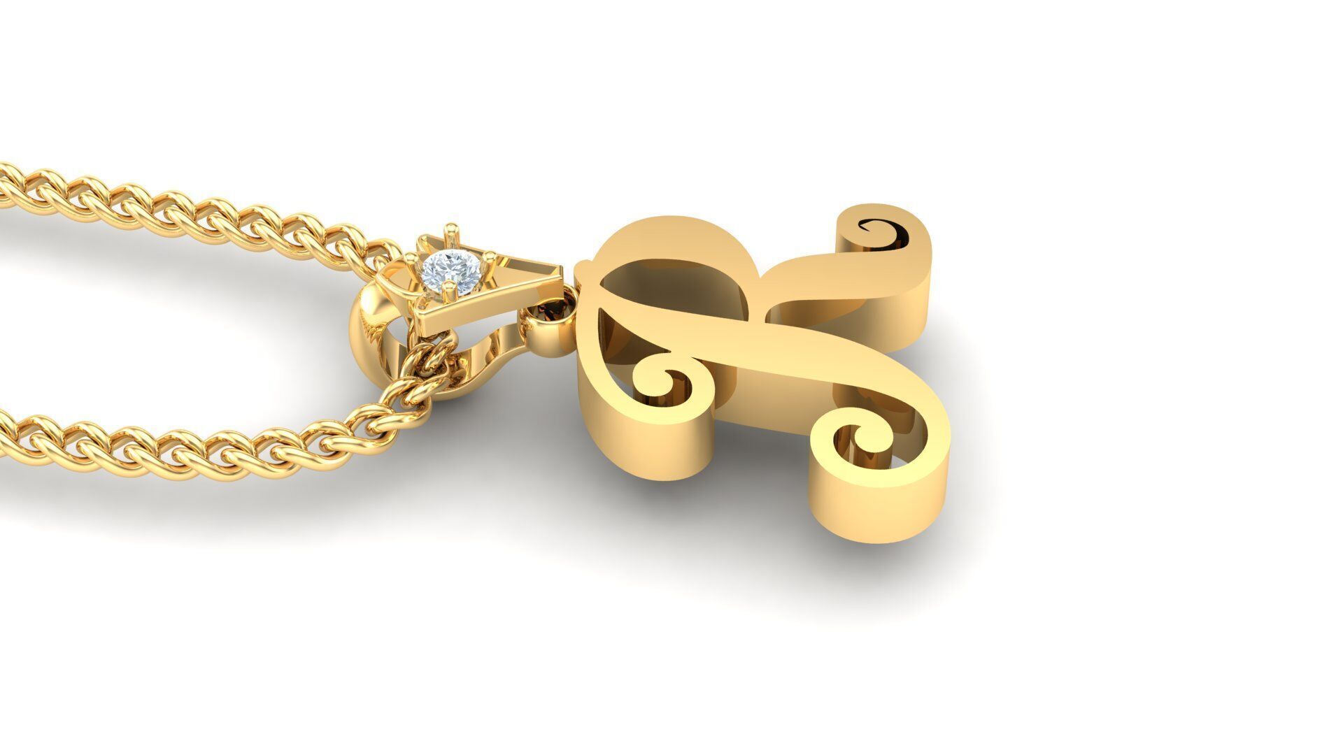 Alphabet V3 Light Gold Font Pendant R 3D print model_4