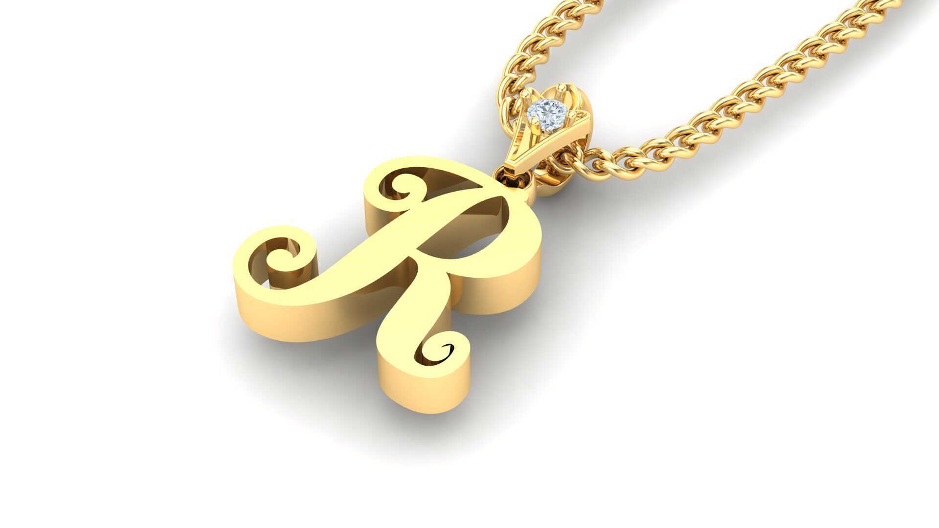 Alphabet V3 Light Gold Font Pendant R 3D print model_1