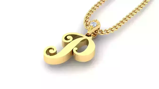 Alphabet V3 Light Gold  Font Pendant P