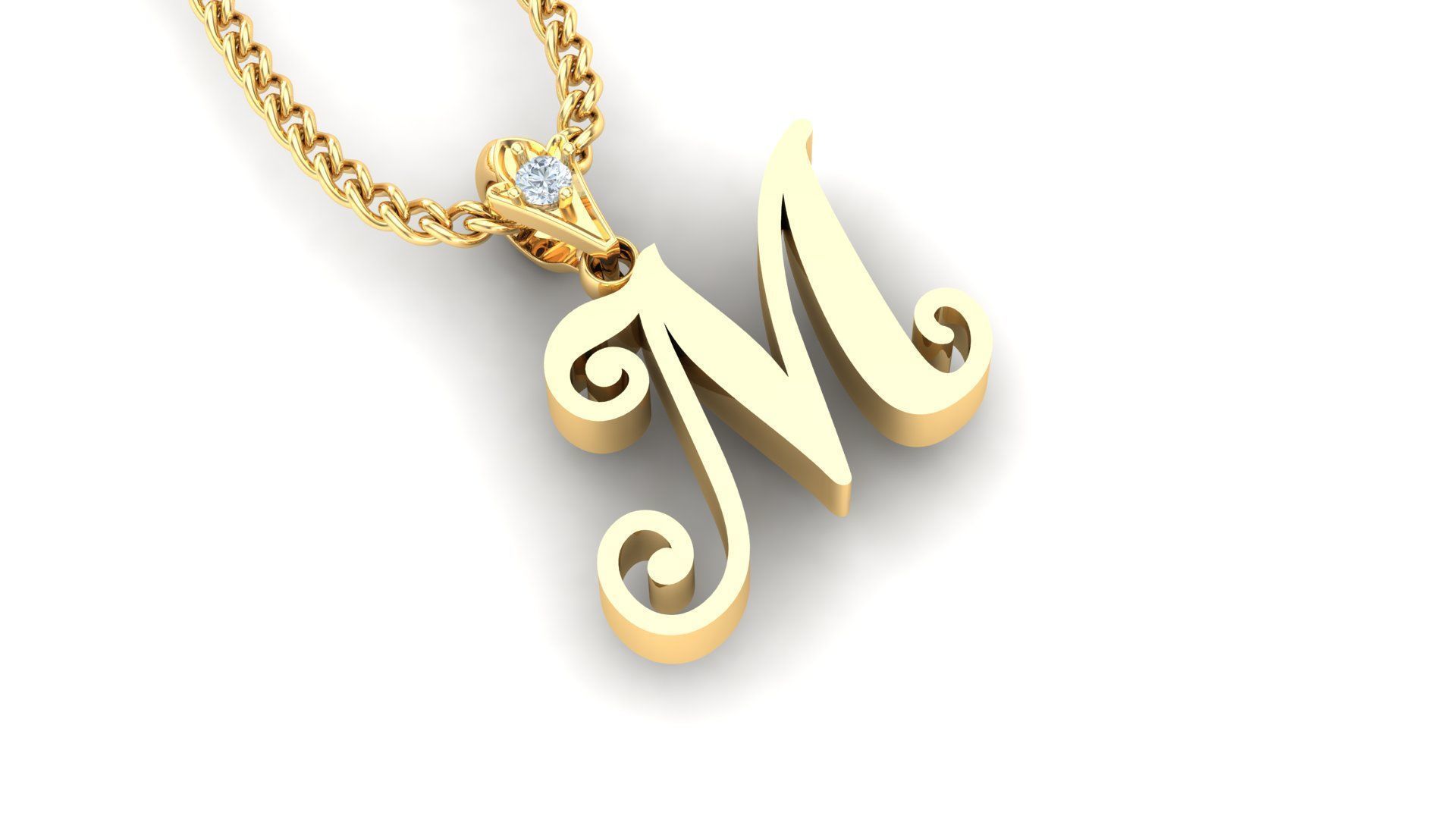 Alphabet V3 Light Gold  Font Pendant M 3D print model_1