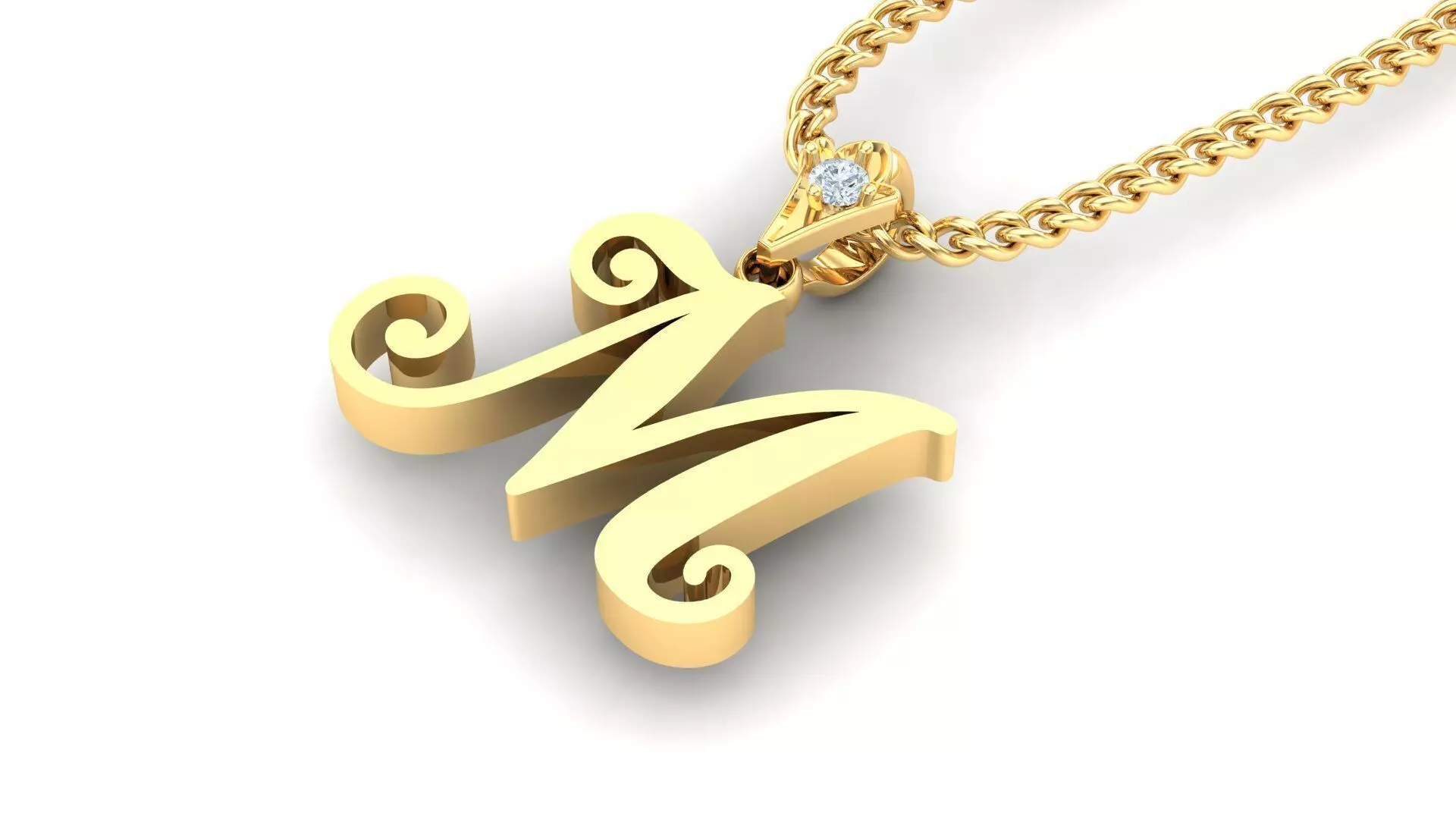 Alphabet V3 Light Gold  Font Pendant M 3D print model_0