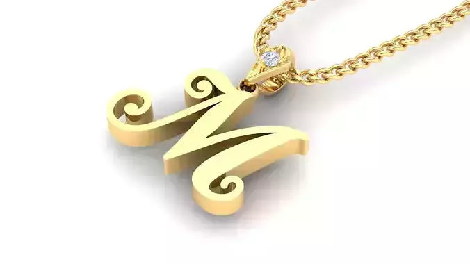Alphabet V3 Light Gold  Font Pendant M