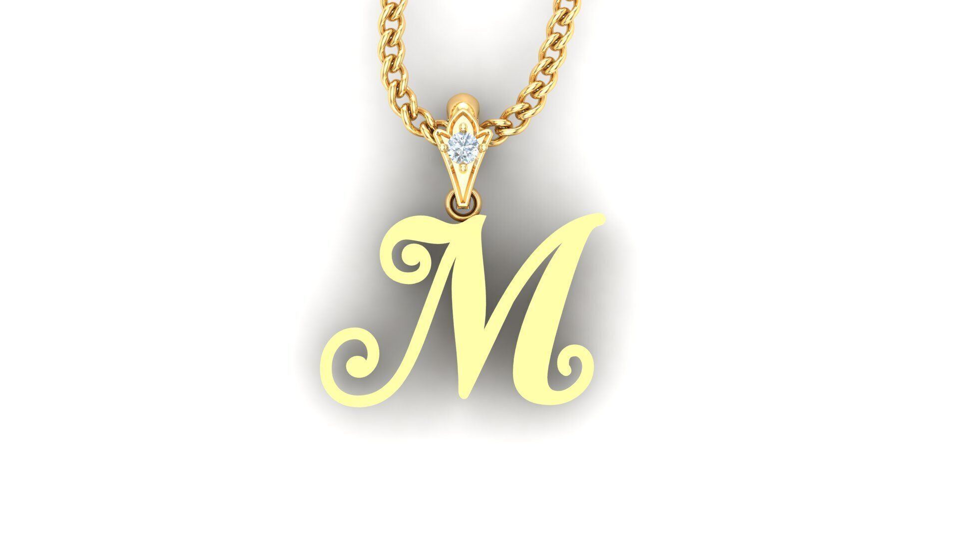 Alphabet V3 Light Gold  Font Pendant M 3D print model_4