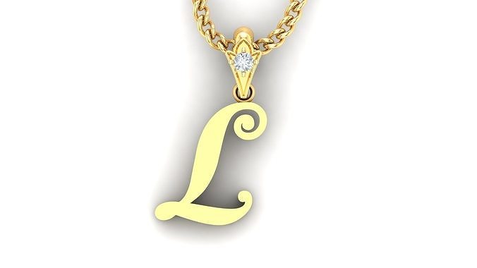 Alphabet V3 Light Gold  Font Pendant L 3D print model