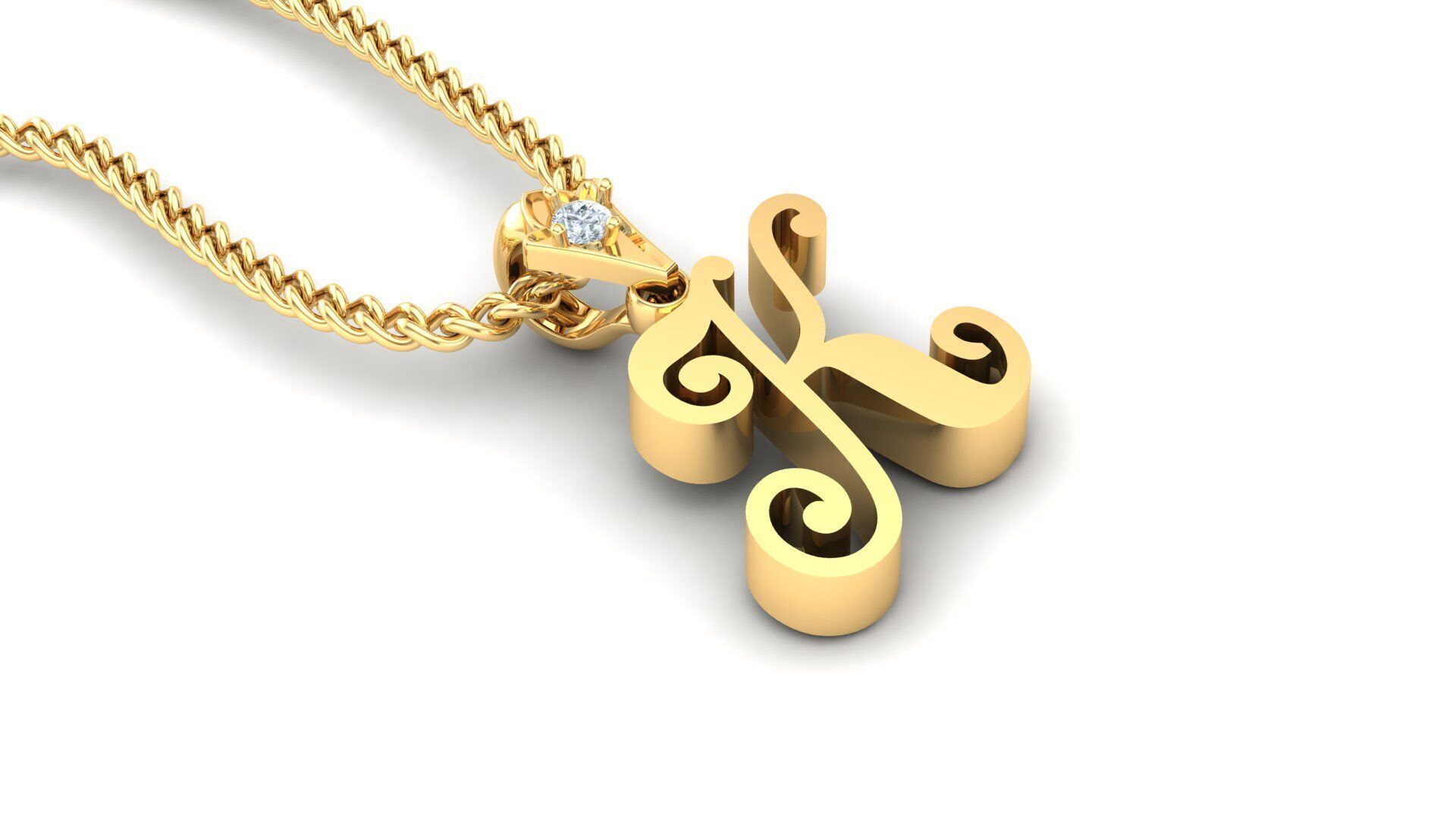 Alphabet V3 Light Gold Font Pendant K 3D print model_2