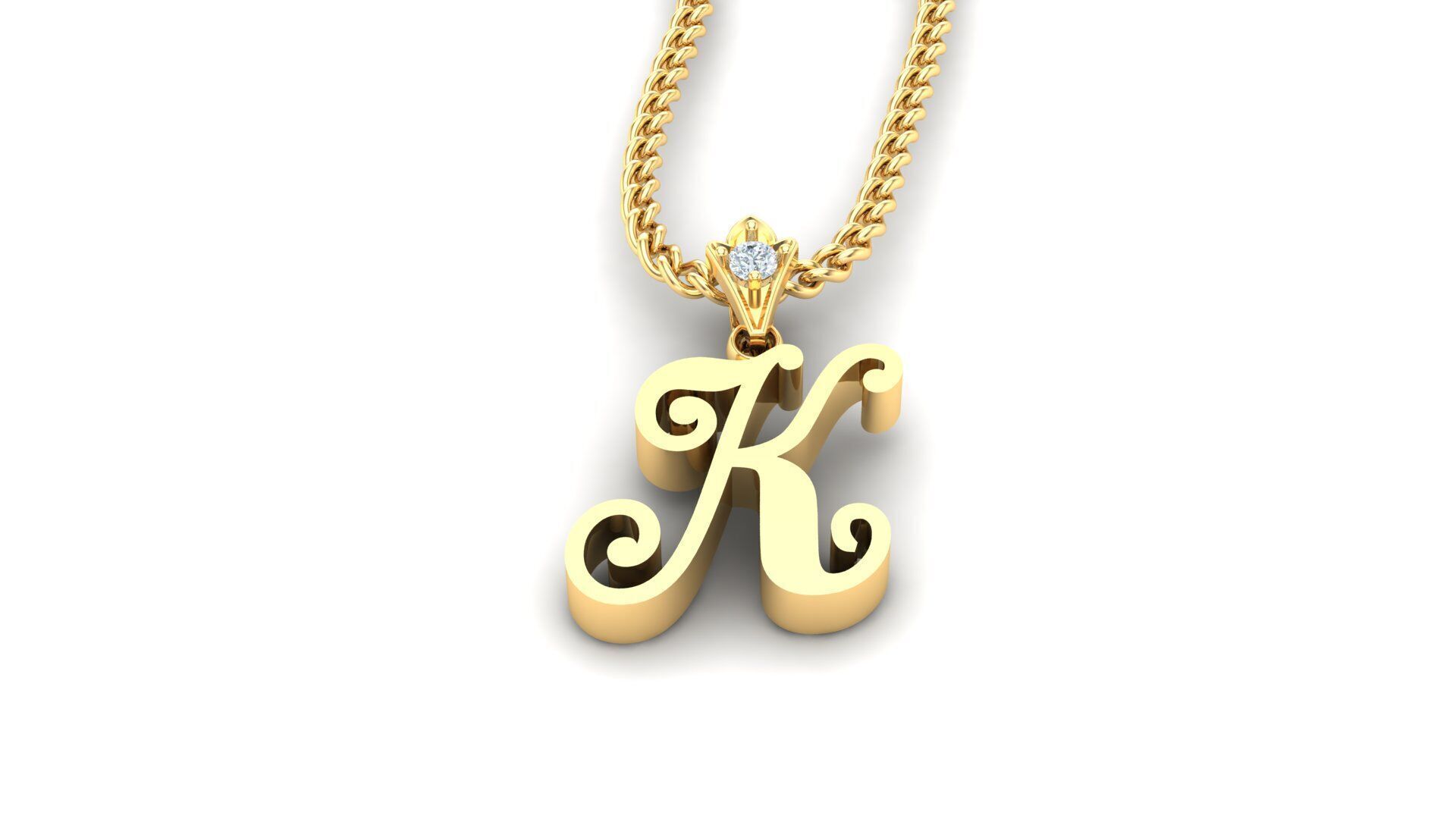 Alphabet V3 Light Gold Font Pendant K 3D print model_1