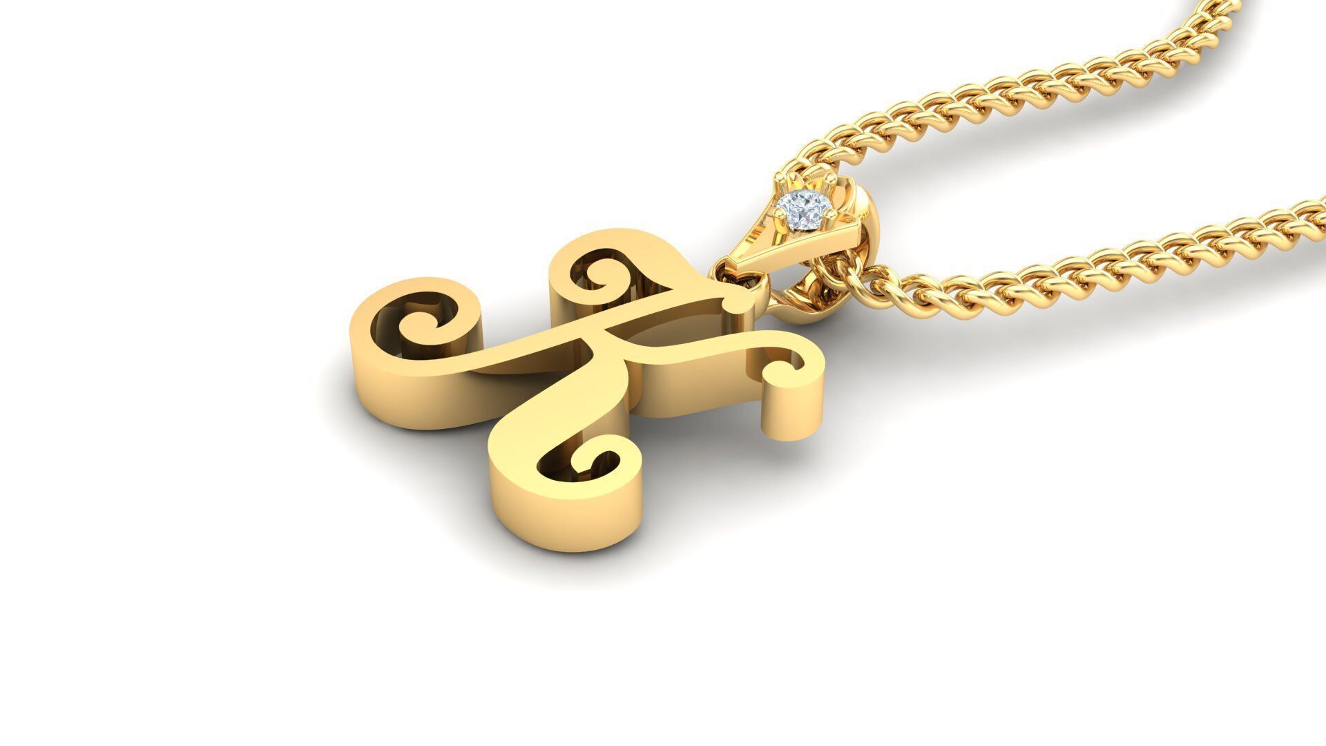 Alphabet V3 Light Gold Font Pendant K 3D print model_4