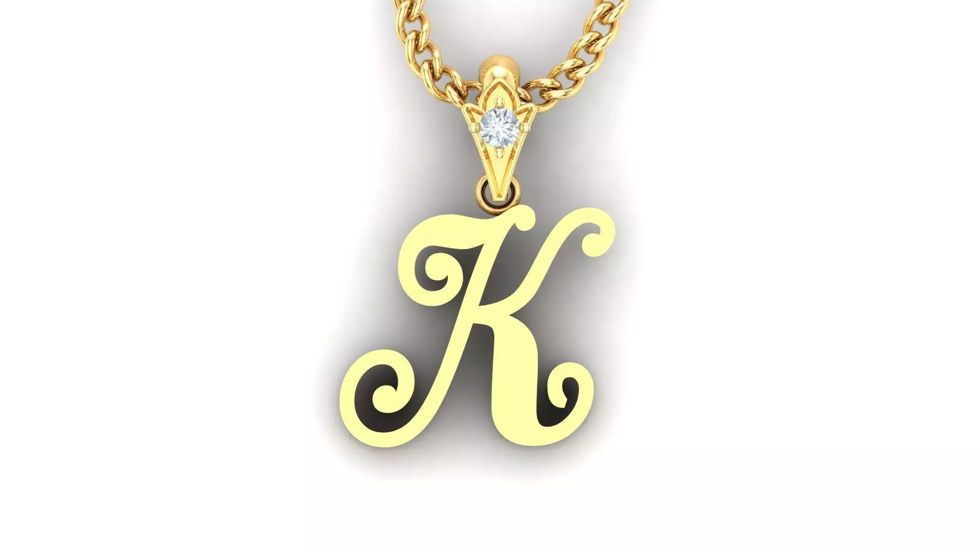 Alphabet V3 Light Gold Font Pendant K 3D print model_0