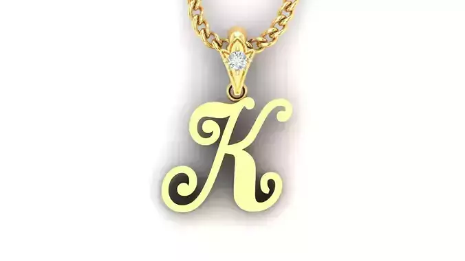 Alphabet V3 Light Gold  Font Pendant K