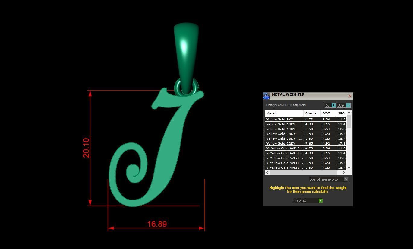 Alphabet V3 Light Gold Font Pendant J 3D print model_5