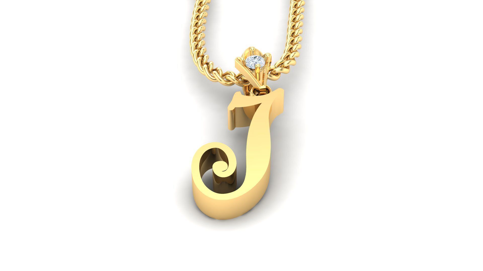 Alphabet V3 Light Gold Font Pendant J 3D print model_2