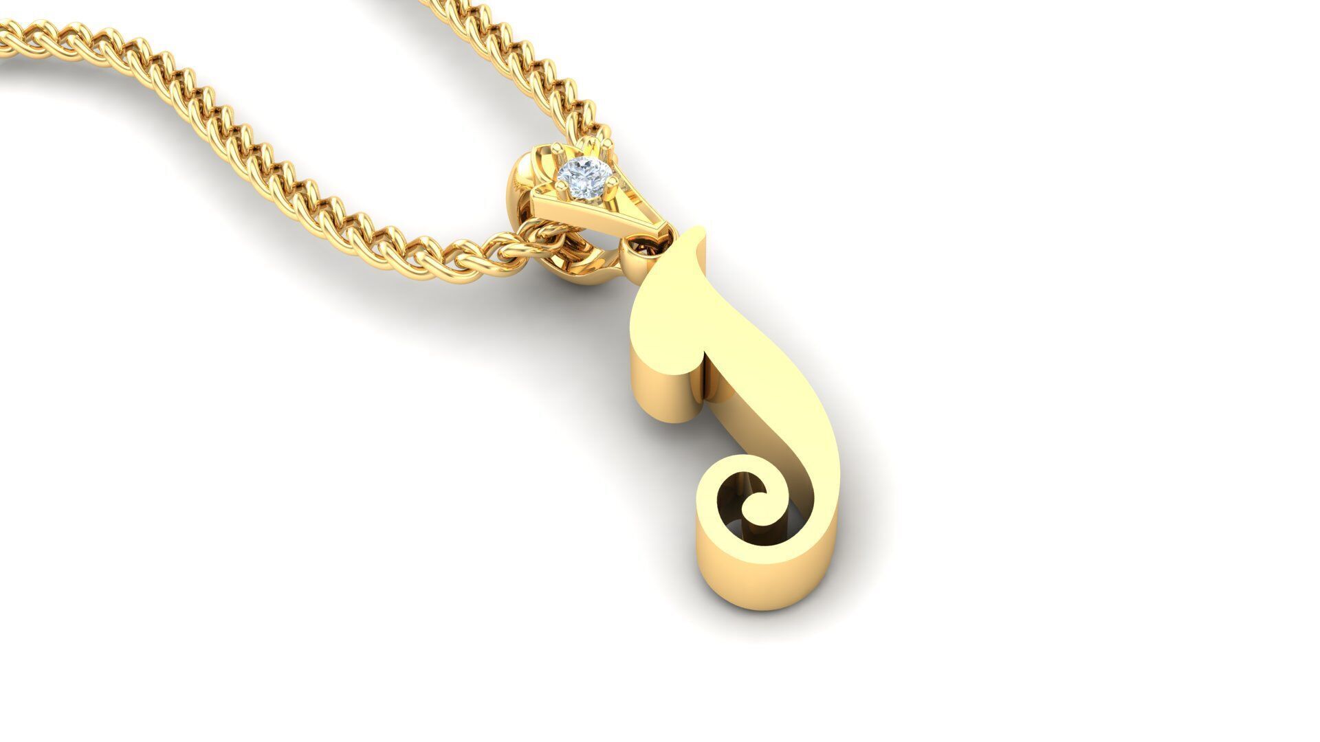 Alphabet V3 Light Gold Font Pendant I 3D print model_2