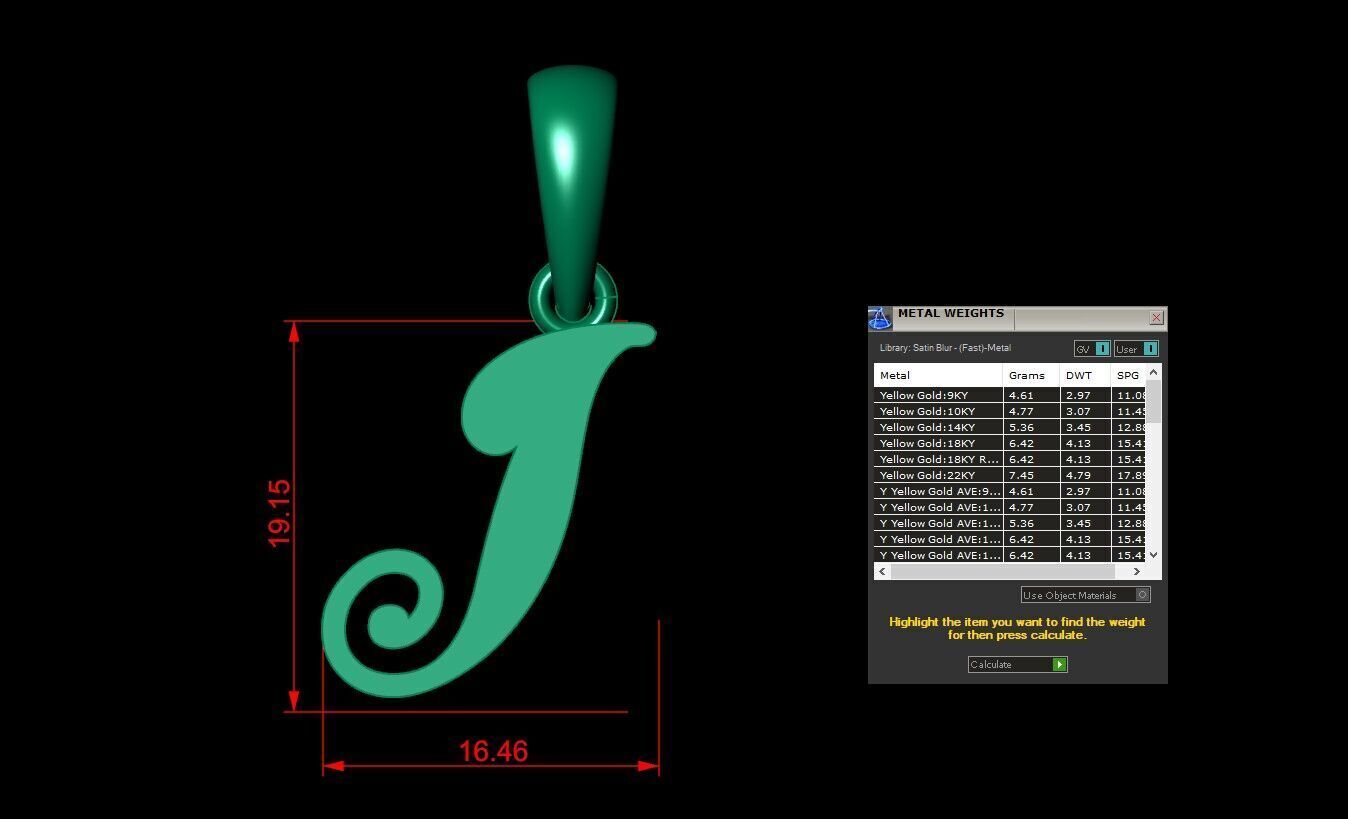 Alphabet V3 Light Gold Font Pendant I 3D print model_5