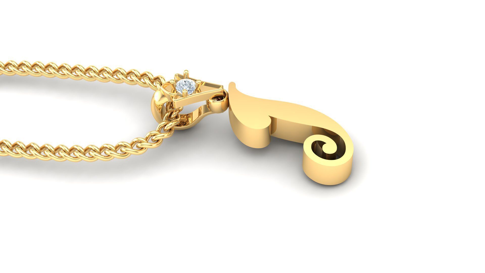 Alphabet V3 Light Gold Font Pendant I 3D print model_3