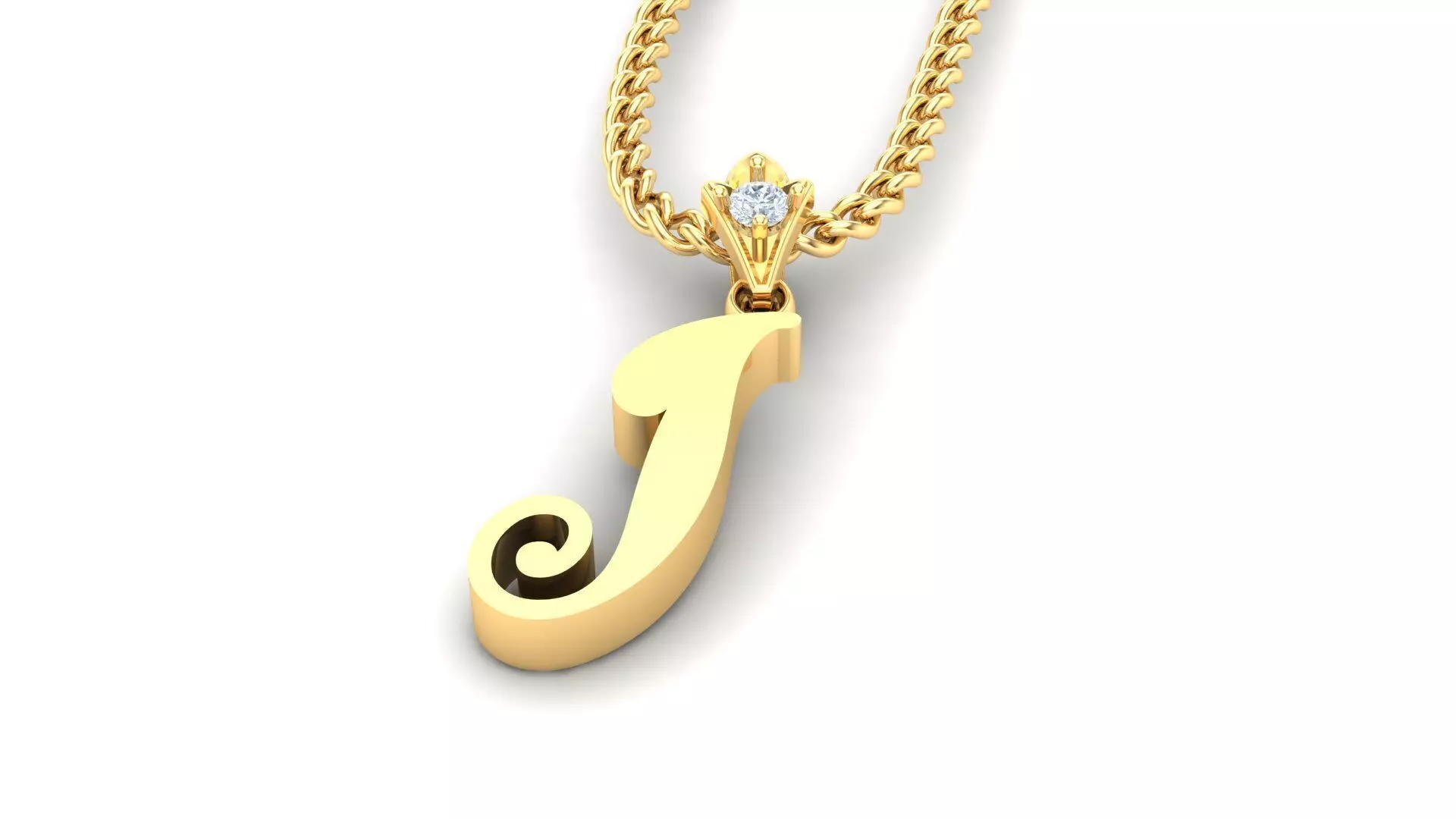 Alphabet V3 Light Gold Font Pendant I 3D print model_0