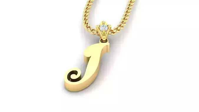 Alphabet V3 Light Gold  Font Pendant I