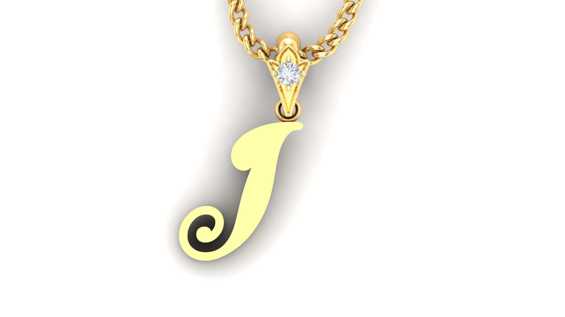 Alphabet V3 Light Gold Font Pendant I 3D print model_1