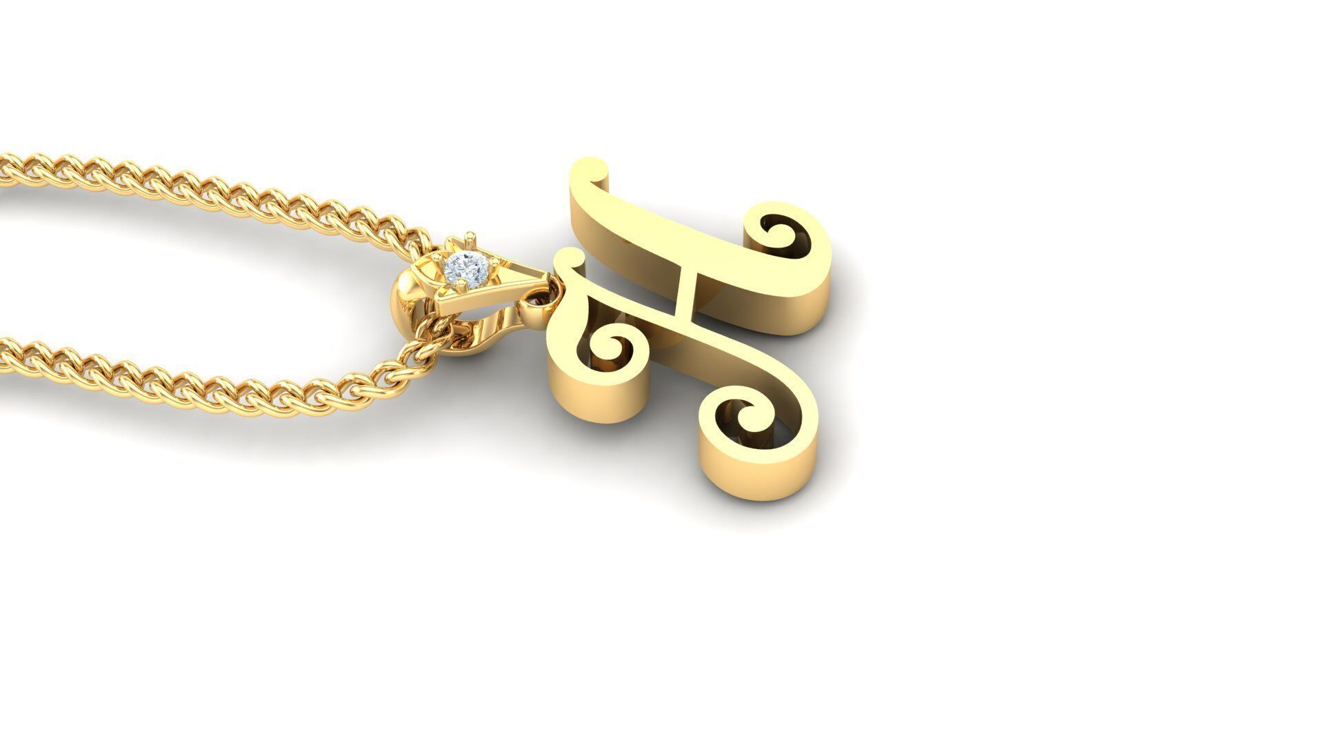 Alphabet V3 Light Gold  Font Pendant H 3D print model_3