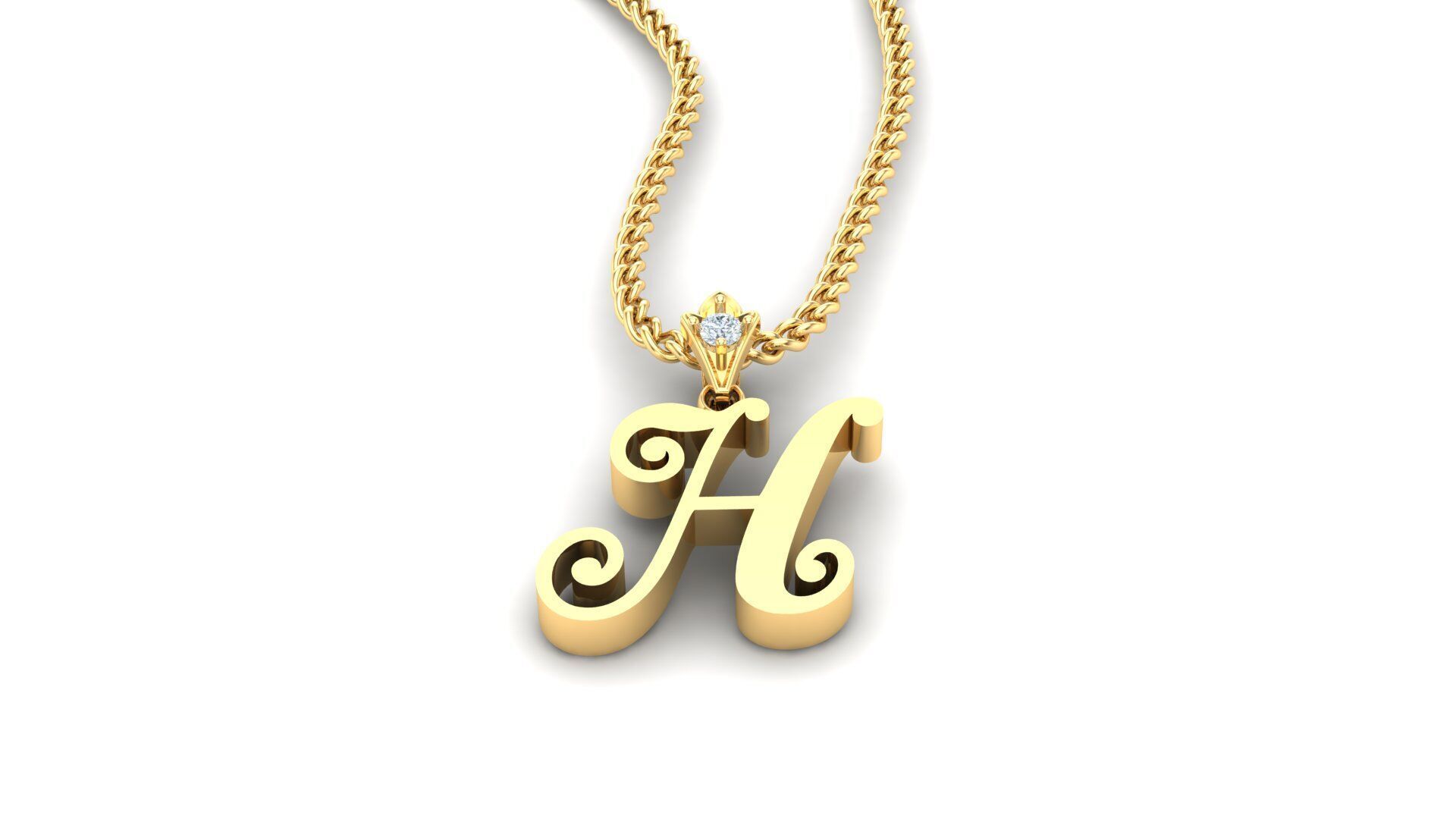 Alphabet V3 Light Gold  Font Pendant H 3D print model_1
