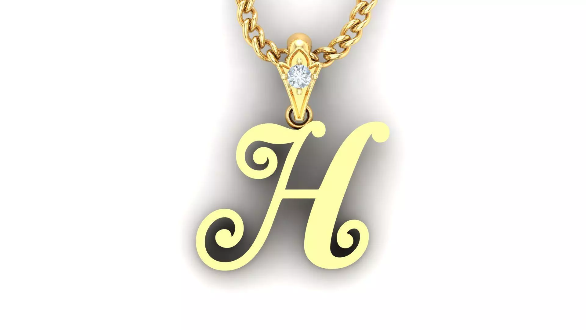 Alphabet V3 Light Gold  Font Pendant H 3D print model_0