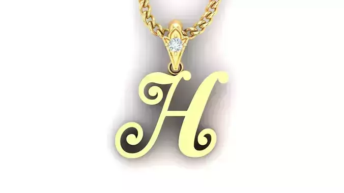 Alphabet V3 Light Gold  Font Pendant H