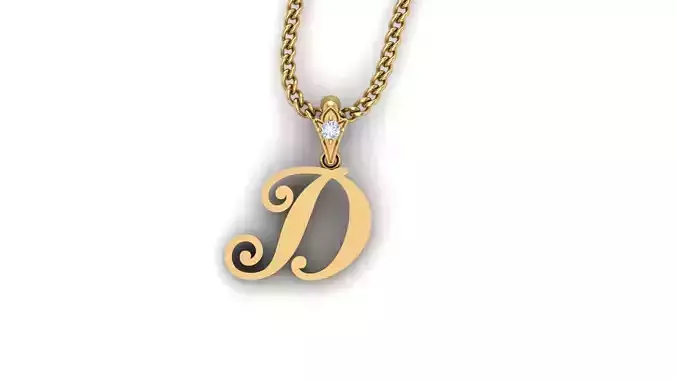 Alphabet V3 Light Gold  Font Pendant D