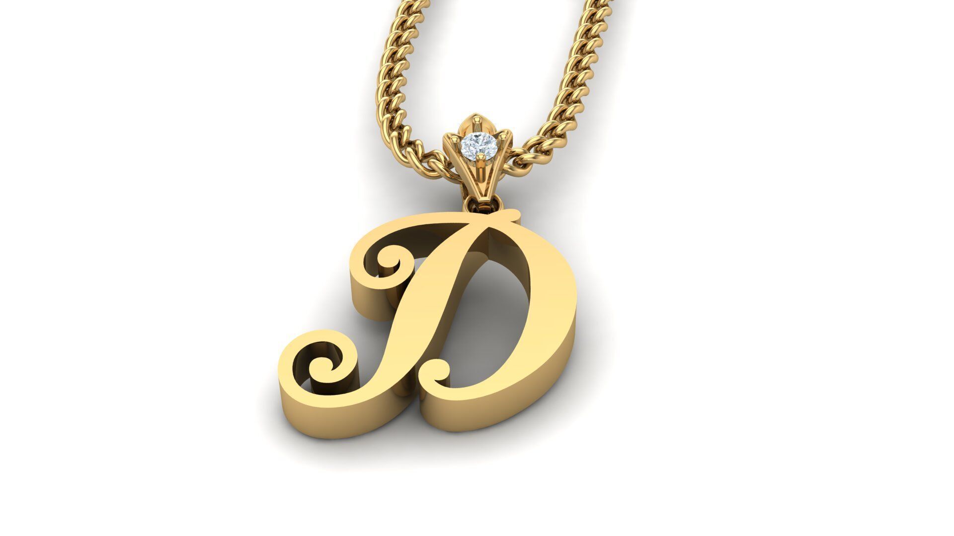 Alphabet V3 Light Gold Font Pendant D 3D print model_2