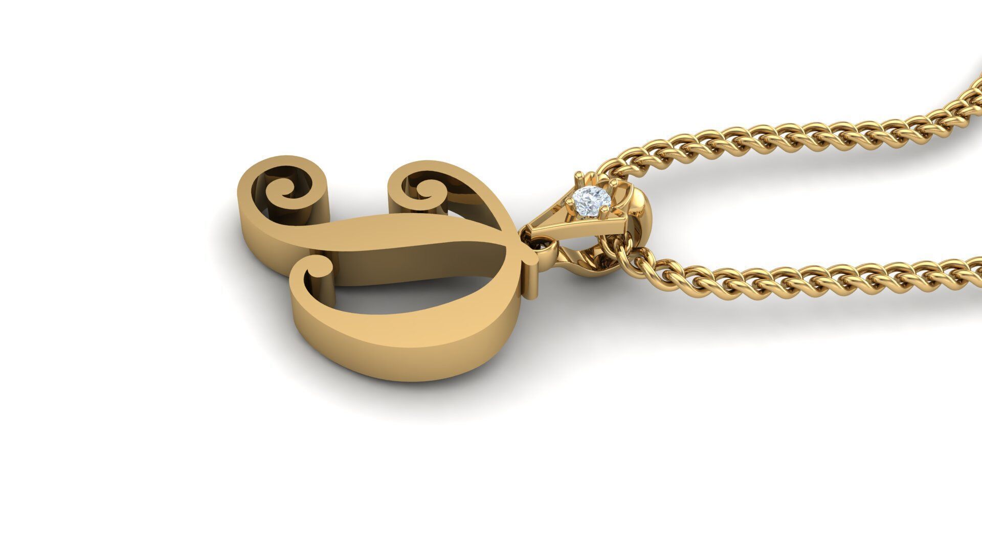 Alphabet V3 Light Gold Font Pendant D 3D print model_1