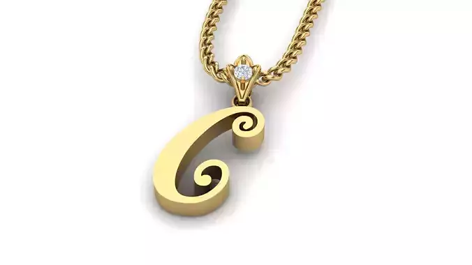 Alphabet V3 Light Gold  Font Pendant C