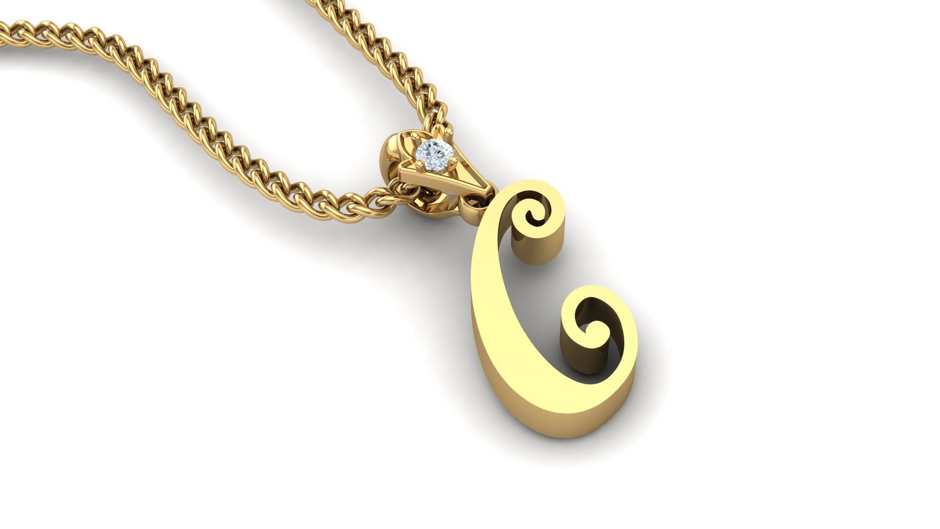 Alphabet V3 Light Gold Font Pendant C 3D print model_2