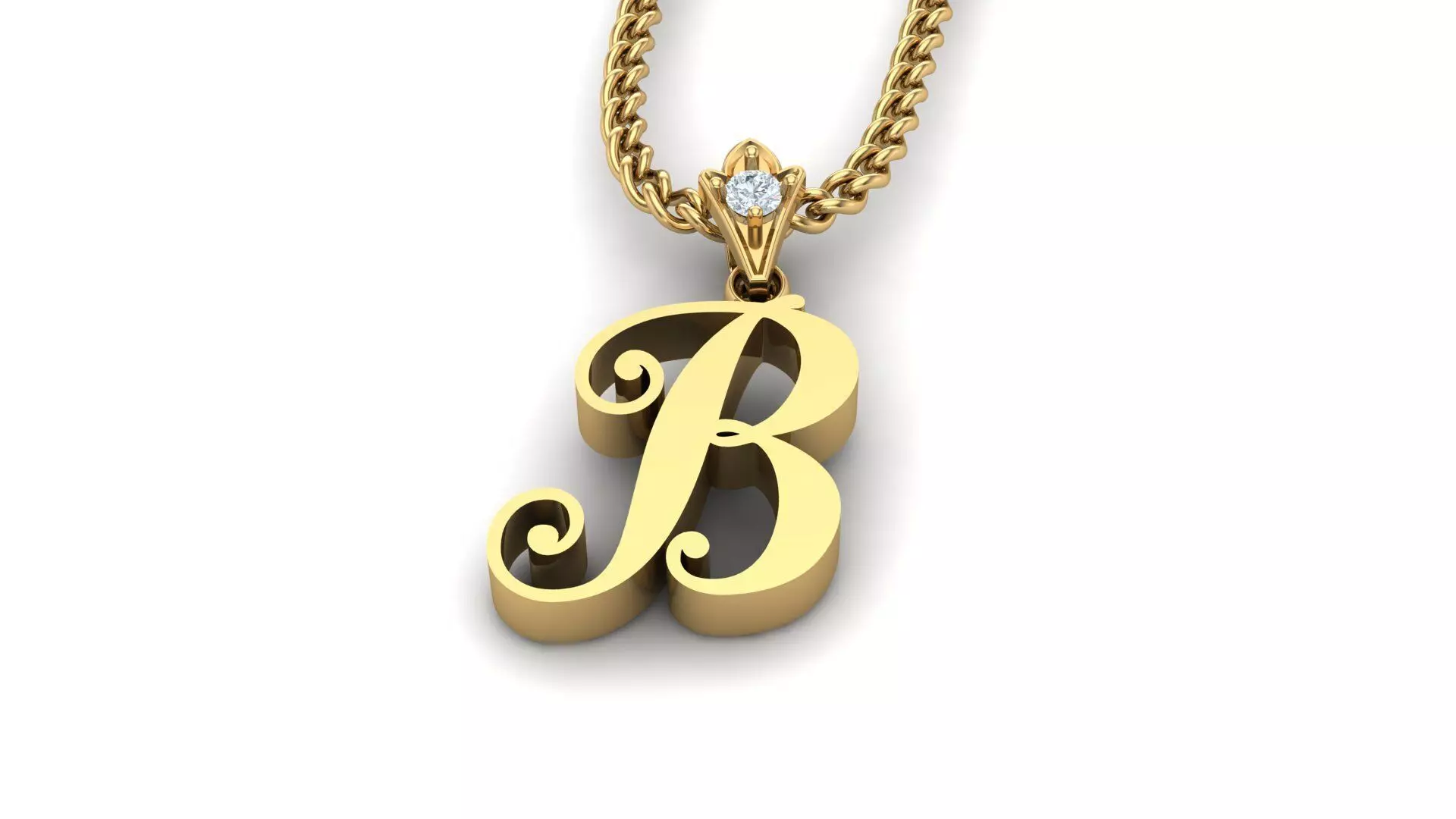Alphabet V3 Light Gold  Font Pendant B 3D print model_0
