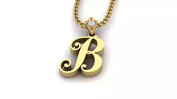 Alphabet V3 Light Gold  Font Pendant B