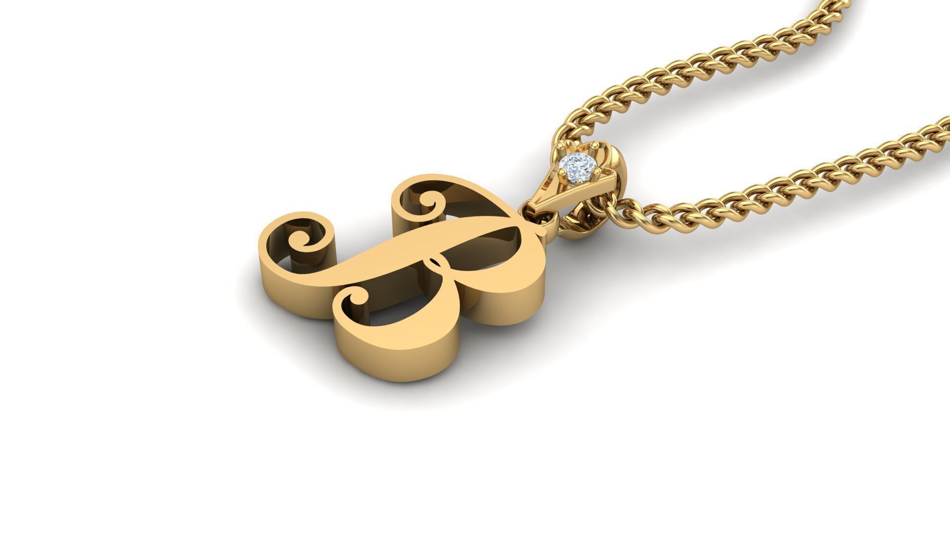 Alphabet V3 Light Gold  Font Pendant B 3D print model_3