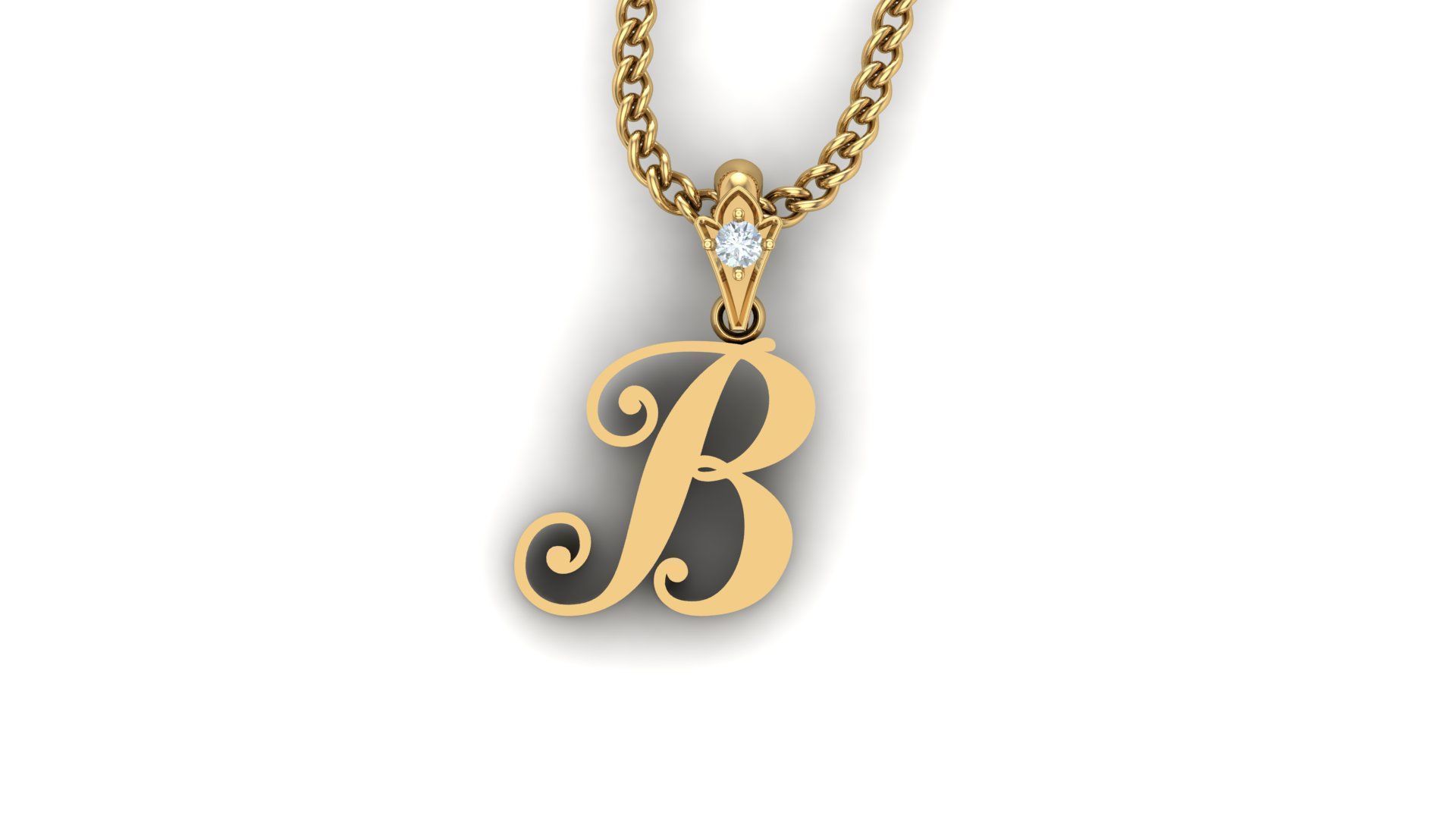 Alphabet V3 Light Gold  Font Pendant B 3D print model_1