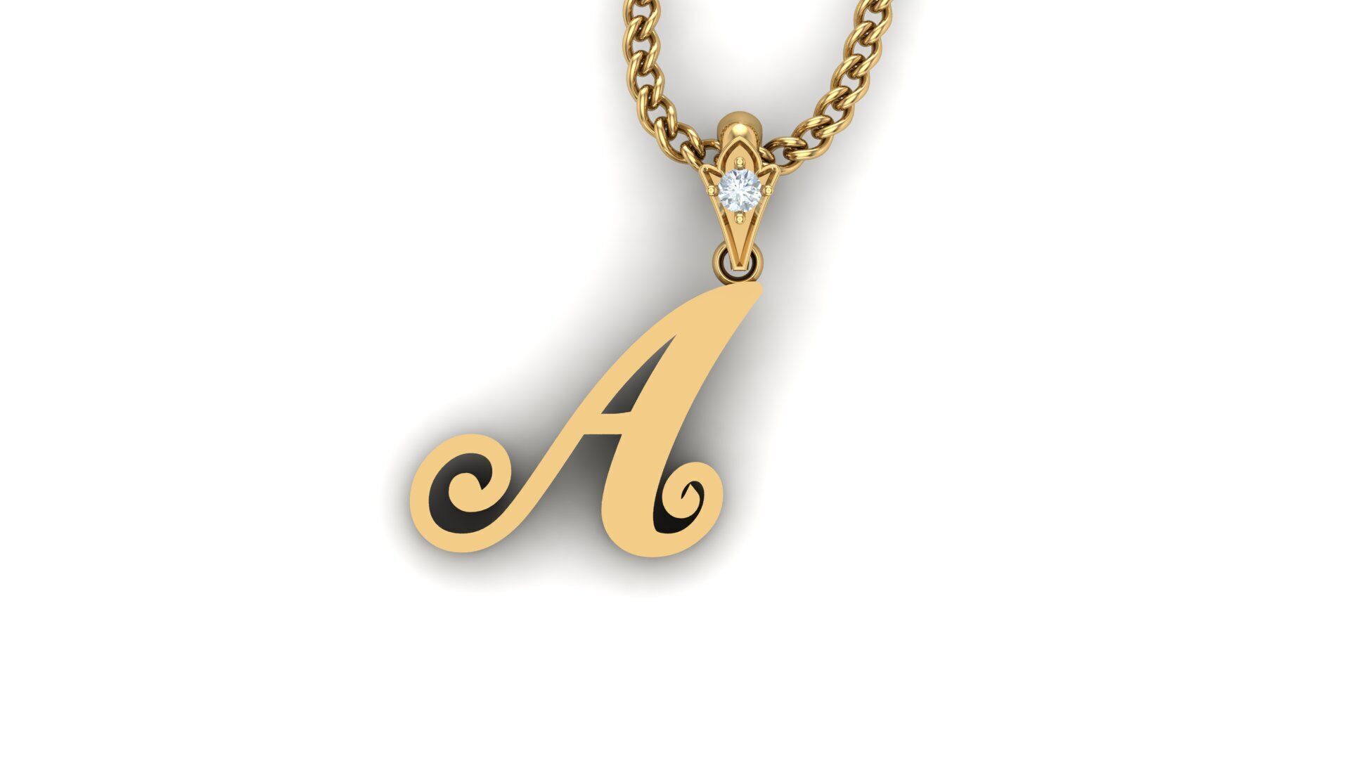 Alphabet V3 Light Gold Font Pendant A 3D print model_3