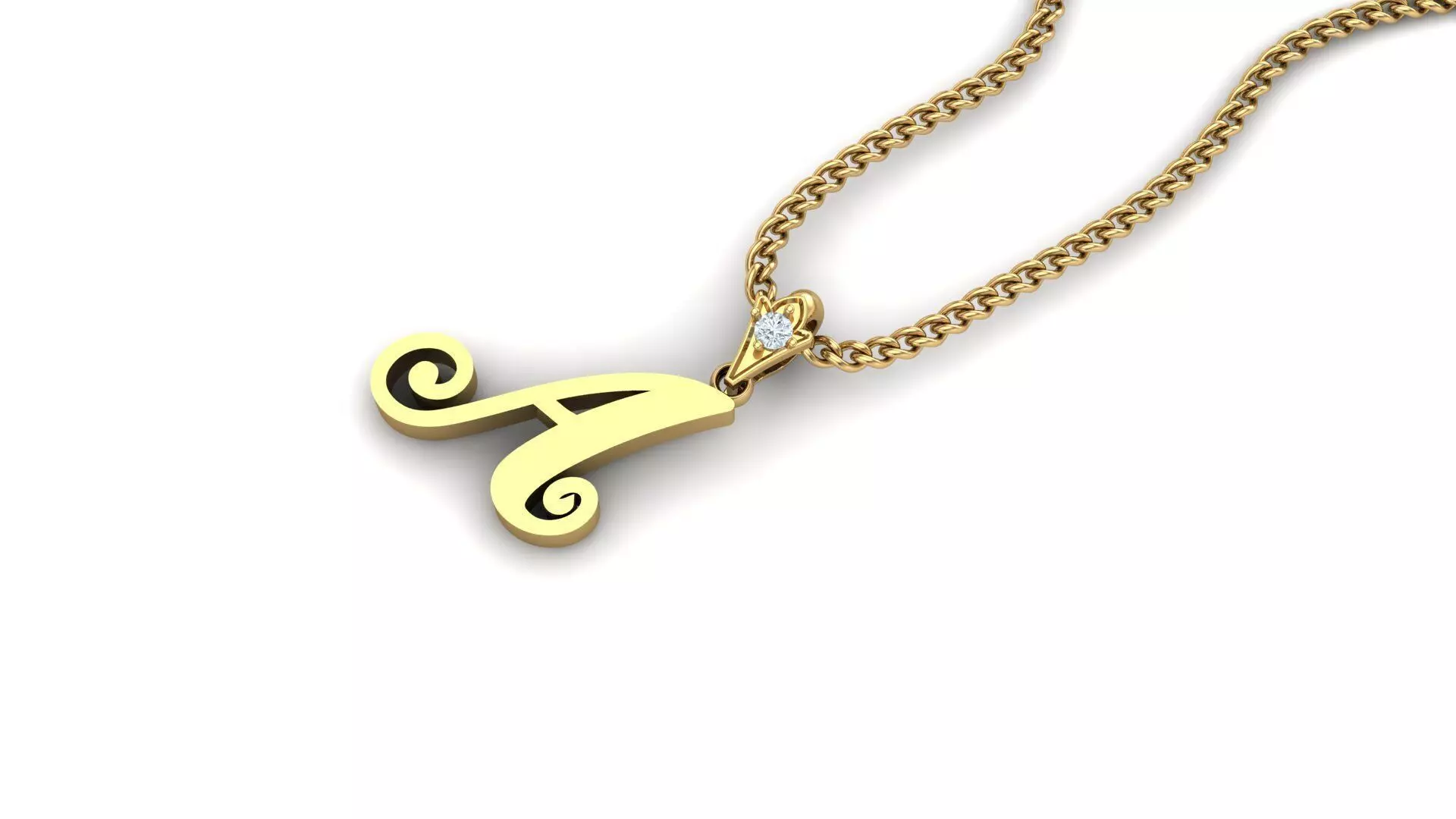 Alphabet V3 Light Gold Font Pendant A 3D print model_0